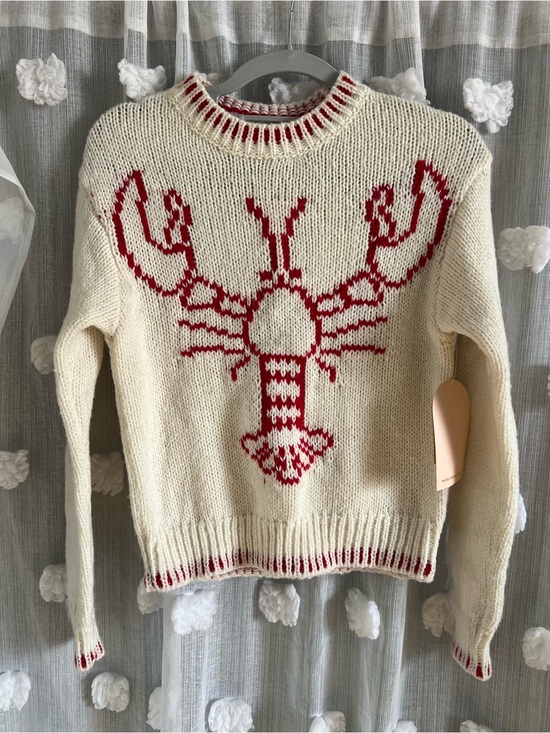 Coco And Shay Sweaters - Coco & Shay Cream & Red Lobster Knit Sweater